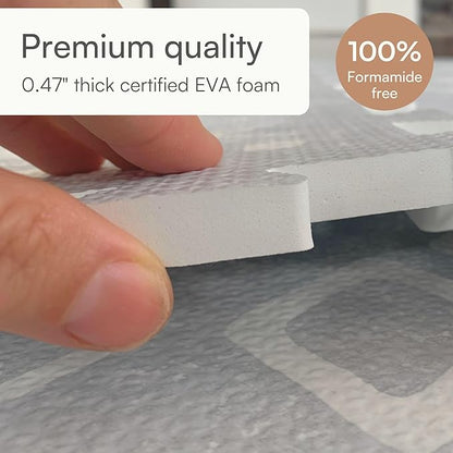 Lillefolk Baby Play Mat for Floor – 4x6ft Gray | Soft Non Toxic Premium EVA Foam Tiles for Tummy Time, Crawling & Playroom – Waterproof Interlocking Floor Mat for Babies & Toddlers (6 Tiles)