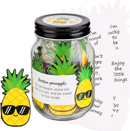 60 PCS Positive Pineapple Cards Jar, Emotional Support Jar, Pineapple Affirmation Cards, Inspirational Gifts for Women, Cheer Up Gifts, Unique Positive Gift for Women, Teen Girl