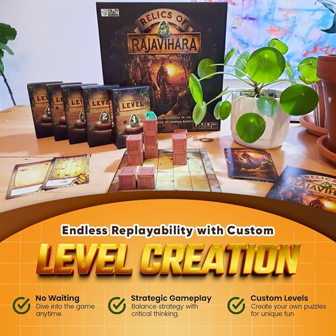 Relics of Rajavihara – Solo Puzzle Adventure Game with 50 Challenges Across 5 Floors – Strategic Logic Board Game for All Ages – Replayable Brain Teasers for Endless Fun