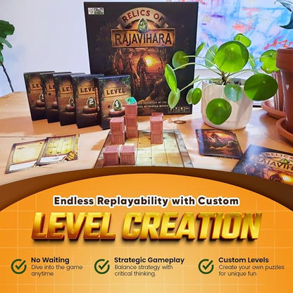 Relics of Rajavihara – Solo Puzzle Adventure Game with 50 Challenges Across 5 Floors – Strategic Logic Board Game for All Ages – Replayable Brain Teasers for Endless Fun