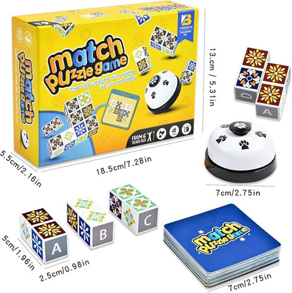 Wooden Match Puzzle Game Popular Board Games for Family Night, Pattern Matching Puzzle Game, Block Match Puzzles Building Cubes Educational Toys for Kids and Adults