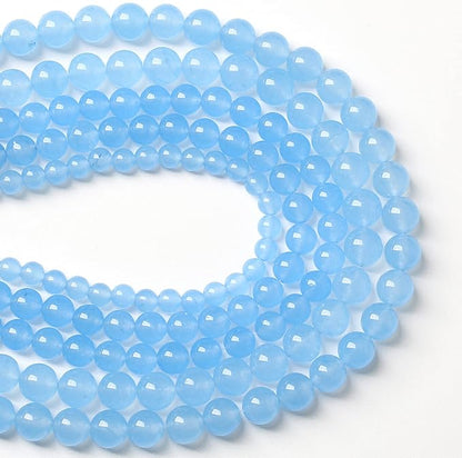 6MM 60PCS Blue Aquamarine Chalcedony Spacer Loose Beads for Jewelry Making DIY Bracelet Necklace