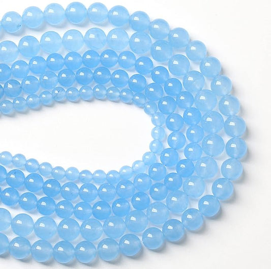 6MM 60PCS Blue Aquamarine Chalcedony Spacer Loose Beads for Jewelry Making DIY Bracelet Necklace