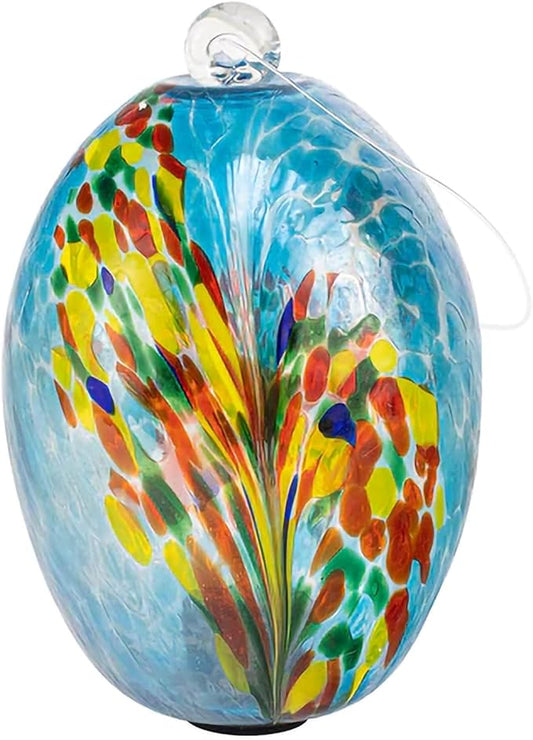 Echo Valley 4615 LED Solar Lanterns and Orbs, Luminous, Hand-Blown Art Glass, Blue