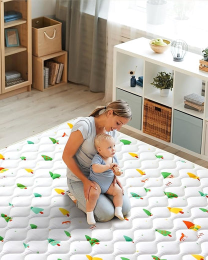 Odorless Premium Foam Baby Play Mat, Soft Microfiber Fabric Crawling Mat for Floor- Comfortable and Hypoallergenic, Non-Slip Cushioned Floor Playpen mat for Infants,Babies,Toddlers