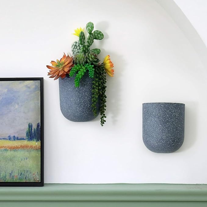 LA JOLIE MUSE Wall Hanging Planters for Indoor Plants，Hanging Flower Pots for Air Plants Succulent, Set of 2, 6 Inch, Weathered Gray