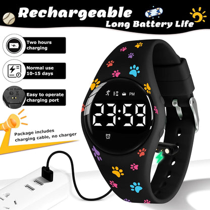Kids Watches for Girls Boys Digital Sport Watch with Step Counter Pedometer Vibration Alarm Clock, No App Waterproof Fitness Tracker Kids Watch Boys Girls Teens Students Ages 5-16