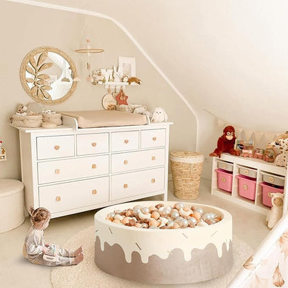 GOGOSO Ball Pit Balls Stars Moon Shapes Plastic Pitballs for Toddler Play Tent Baby Photo Props Kids Pool Water Toys Kiddie Pool Party Decor, Coffee+Beige Mix Cream Colors +Pearl Colors,200PCS