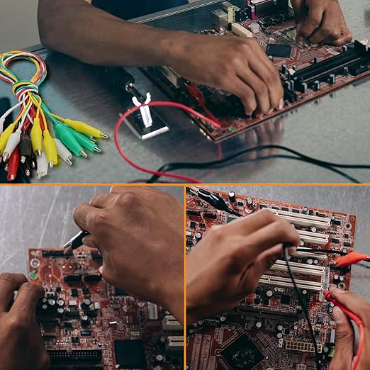 60PCS Premium Alligator Clips Electrical, Crocodile Test Leads with Test Probes, 5 Colors Double-Ended Jumper Wires with Alligator Clips for Multimeter, DIY Engineering Experiment Circuit Connection