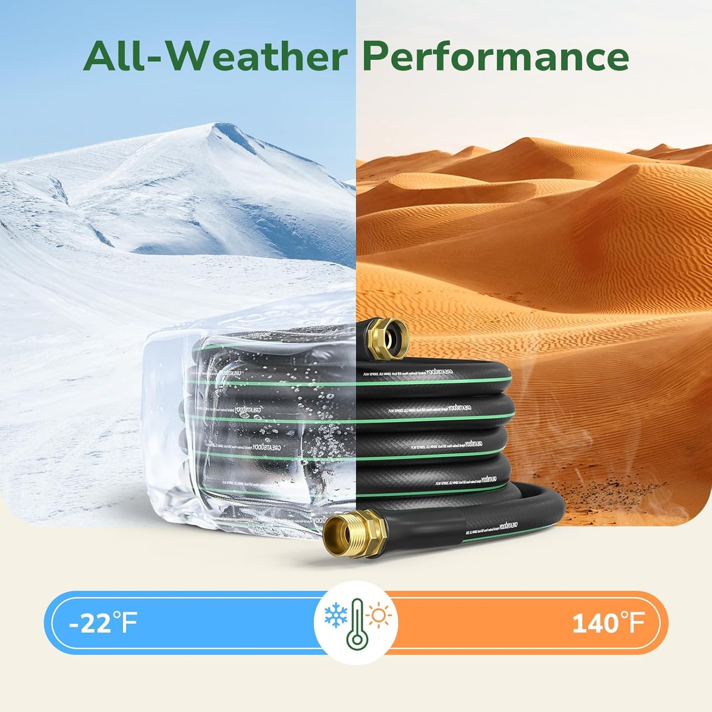 GreatBuddy 50 ft Garden Hose 5/8", Less Kink Heavy Duty Water Hose, Durable & Flexible Hose for Outdoor, Lawn, Car Washing, Pet Bathing and Household