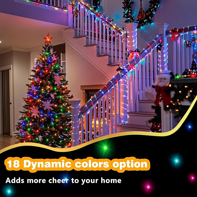 33Ft LED Rope Lights Outdoor Plug in, 16 Color Changing String Lights Indoor with Remote, 8 Modes Waterproof Fairy Lights for Outside Garden Patio Party Wedding Christmas Decoration