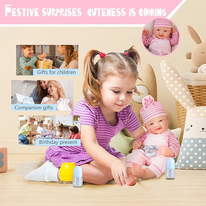 Girl 17.5 Inch, Full Silicone Baby Doll, Realistic Baby Dolls, Realistic Veins & Pose, Not Vinyl, Reborn Baby Dolls Silicone Full Body, Gift Set