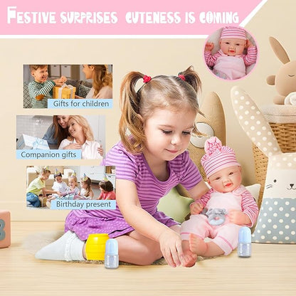 Girl 17.5 Inch, Full Silicone Baby Doll, Realistic Baby Dolls, Realistic Veins & Pose, Not Vinyl, Reborn Baby Dolls Silicone Full Body, Gift Set