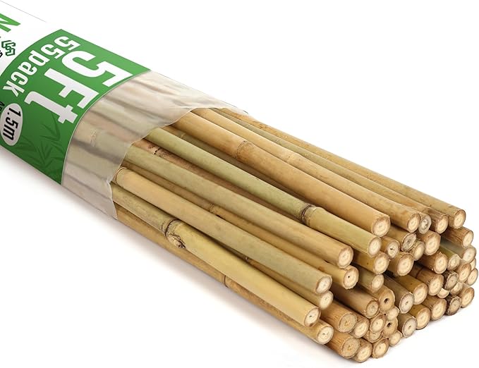 SWANGSA 55 Pack Bamboo Stakes for Plant 5 Feet(57.5inch) Bamboo Sticks for Garden Plant Support Stakes Poles for Tomatoes, Beans, Flowers, Trees, Indoor and Outdoor Climbing Plants