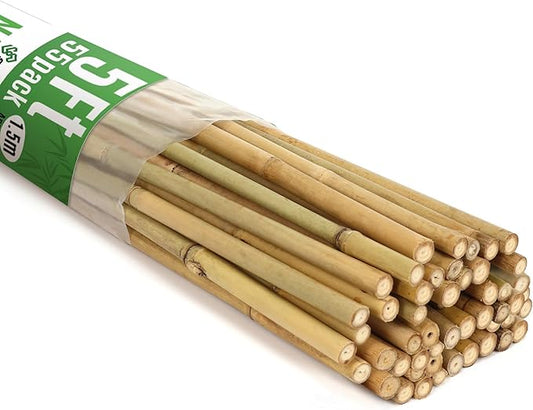 SWANGSA 55 Pack Bamboo Stakes for Plant 5 Feet(57.5inch) Bamboo Sticks for Garden Plant Support Stakes Poles for Tomatoes, Beans, Flowers, Trees, Indoor and Outdoor Climbing Plants