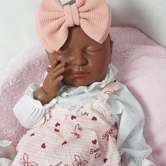 Girl 20 in, Full Silicone Baby Doll, Realistic Baby Dolls, Realistic Veins & Sleeping Pose, Not Vinyl, Reborn Baby Dolls Silicone Full Body, Gift Set