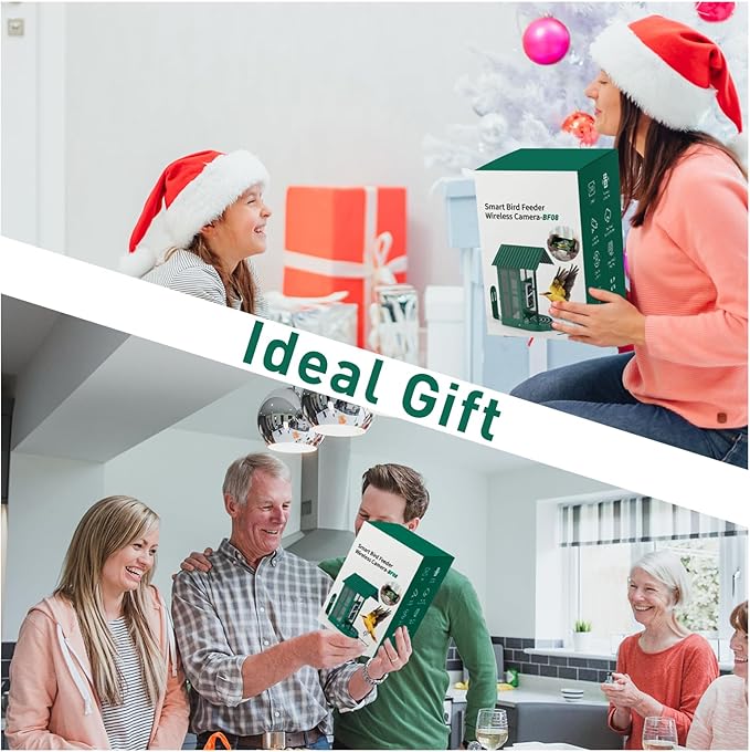 SOLIOM Solar Bird Feeder with Camera for Outdoors - AI Smart Birdhouse, 2K Live View & Instant Alerts, Squirrel Proof - Perfect Bird Watching Gift (Red)