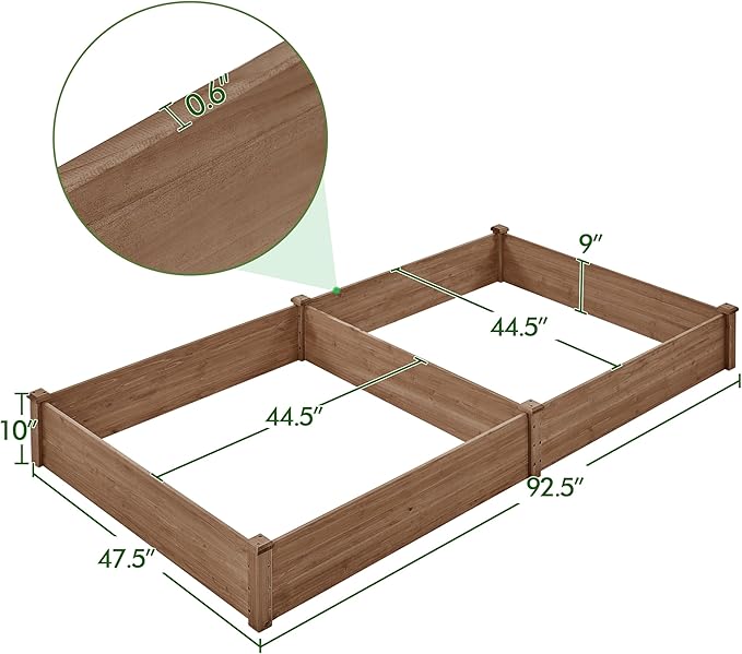 Yaheetech 8×4ft Wooden Horticulture Raised Garden Bed Divisible Elevated Planting Planter Box for Flowers/Vegetables/Herbs in Backyard/Patio Outdoor, 93 x 48 x 10in, Dark Brown