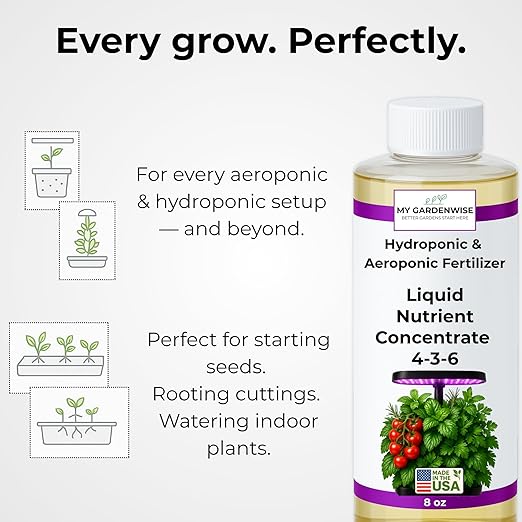 Liquid Plant Food – Hydroponics Nutrients for Indoor House Plants, Tomato, Strawberry, Lucky Bamboo, Lettuce, Vegetable Garden & Herbs – Aero Nutrients Liquid Fertilizer for All Growing Systems (8 oz)