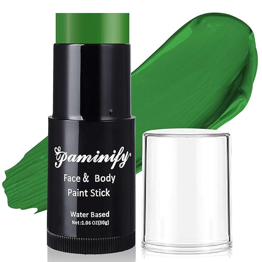 Witch Green Face Paint Stick,Water-Based Dark Green Body Paint Stick,Washable Face Painting for Elphaba Monster Hulk Camo Hunting Cosplay,Professional SFX Makeup for Halloween Costume,1.06 OZ