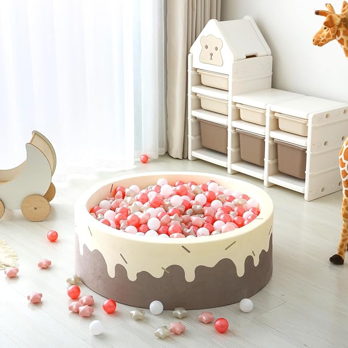 GOGOSO Ball Pit Balls for Toddlers Phthalate-Free BPA-Free Non-Toxic Crush Proof Soft Plastic Play Balls Baby Kids Shape Tent Pool Playhouse Playpen Party Decor,Pearl Red+Pink+Pearl Gold+White 200pcs