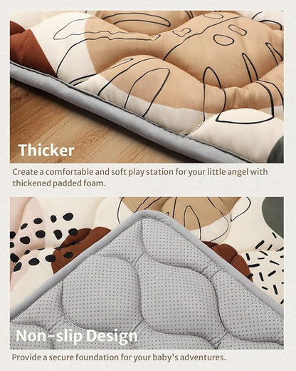Blissful Diary Baby Play Mats for Floor, 59x59 Inch Thicker and Larger Soft Cushioning Foam Playmats for Babies and Toddlers, Foldable Washable Baby Playpen Mat, Boho Design