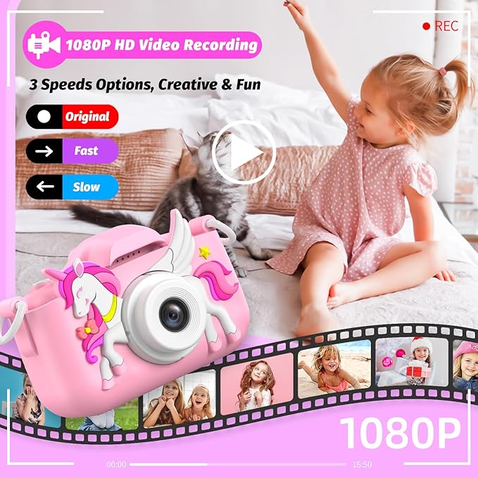Kids Camera Toy, masterbee Children Camera Toys for Kid Age 3-12, Christmas/Birthday Gifts for Girls, 1080P HD Video Kids Digital Camera, Gift for 3 4 5 6 7 8 9 10 11 12 Year Old Girl