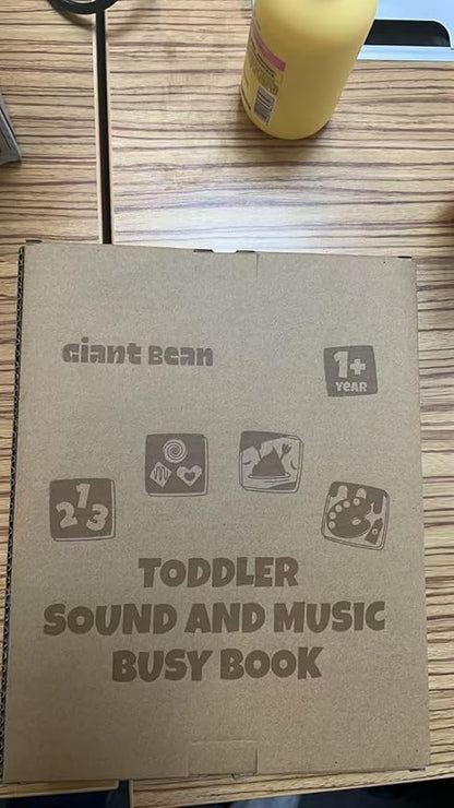 Giant bean Busy Book for Toddlers 1-3, Busy Board Montessori Toys with Sound Panel for 1 2 3 4 5 Year Old, Activity Book Preschool Learning Toys Quiet Books, Birthday Gift, Travel Toy for Airplane Car