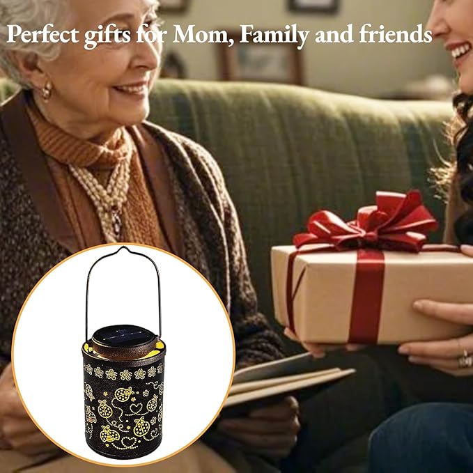 Solar Lanterns Outdoor Waterproof Ladybug Garden Decor, Hanging Metal Lights for Yard, Patio, Backyard, Porch, Fence, Ideal Gift for Women, Mom, Grandma, Birthday & Mother’s Day