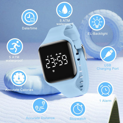 Kids Watches for Girls Boys Digital Sport Watch with Step Counter Pedometer Vibration Alarm Clock, No App Waterproof Fitness Tracker Kids Watch Boys Girls Teens Students Ages 5-16