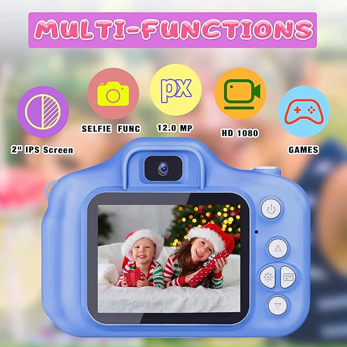 Kids Camera Toys Gifts Christmas Birthday Festival for Boys Age 3 4 5 6 7 8 9 10 Year Old Boy Toys HD Digital Video Toddler Camera with 32GB SD Card(Blue)