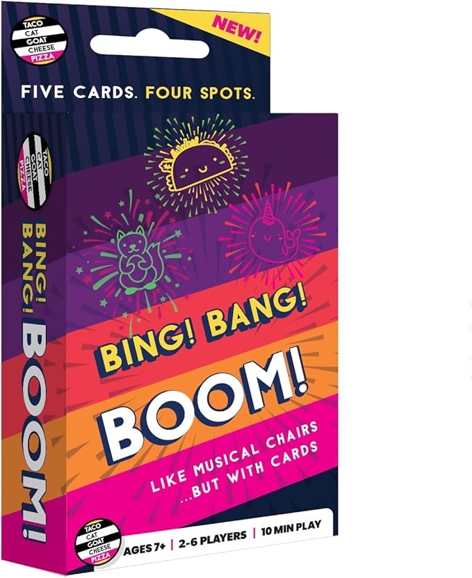 Bing Bang Boom Hilariously Fun Card Game for Family Game Night by Taco Cat Goat Cheese Pizza | Easy to Learn and Play with Fast 10 Minute Rounds | Fun for Kids, Teens, and Adults | 2 - 6 Players