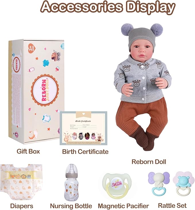 BABESIDE Lifelike Reborn Baby Dolls Boy, 20 Inch Realistic Doll for Boy Newborn Real Life Poseable Soft Vinyl and Cloth Body Baby Dolls with Clothes and Toy Gift for Kids Age 3+