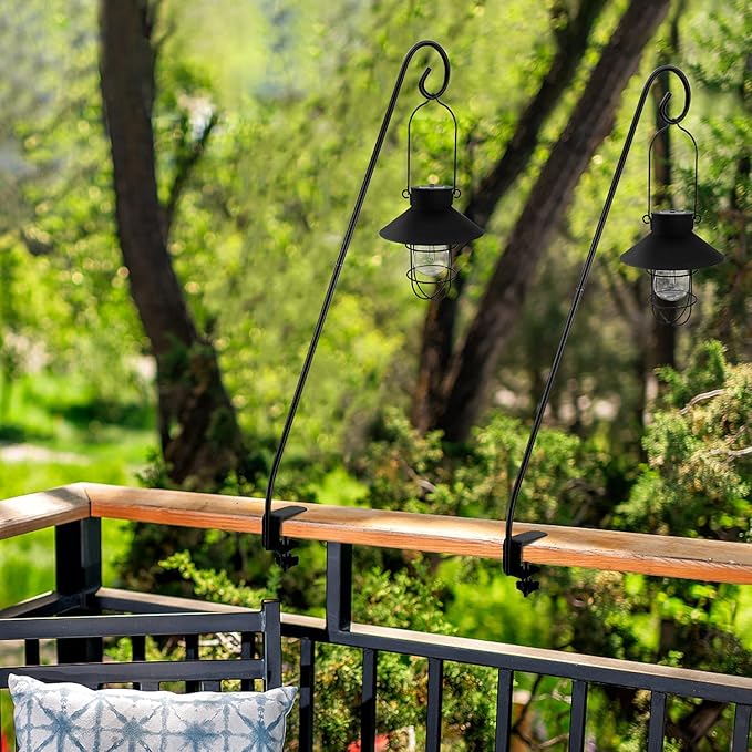 MIXXIDEA 2 Packs Heavy Duty Deck Rail Pole Deck Hook, Extensible and Adjustable Deck Hook for Hanging Bird Feeder, Plants, Suet Baskets,Wind Chimes,Lanterns