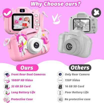 Kids Camera Toy, masterbee Children Camera Toys for Kid Age 3-12, Christmas/Birthday Gifts for Girls, 1080P HD Video Kids Digital Camera, Gift for 3 4 5 6 7 8 9 10 11 12 Year Old Girl