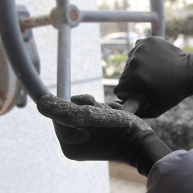 Evridwear Crinkle Latex Rubber Hand Coated Safety Work Gloves for Men Women General Multi Use Construction Warehouse Gardening Assembly Landscaping (XXL-Size) 120 Pairs Pack