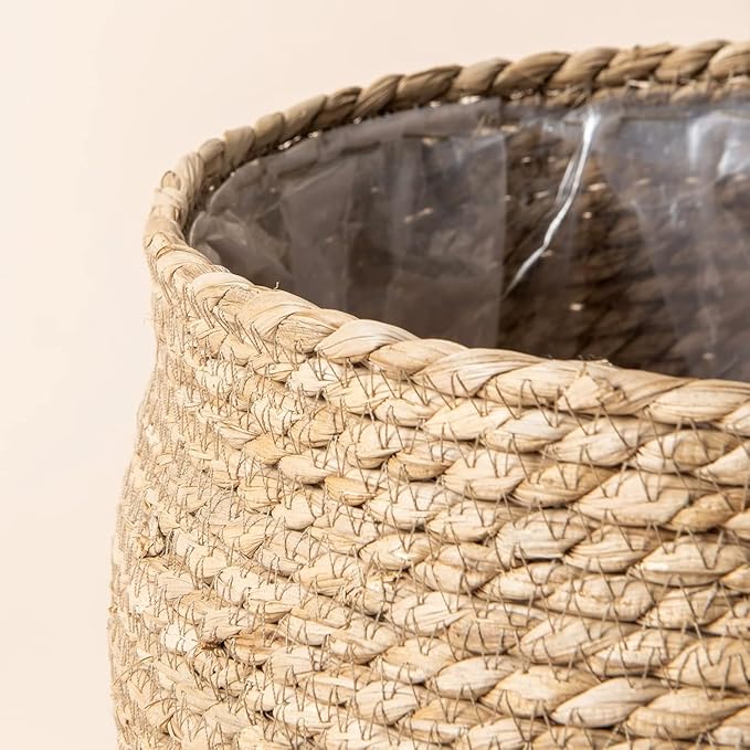 LA JOLIE MUSE Natural Seagrass Large Planter, Plant Pots Cover, Indoor Planters Flower Pots, 13.5+12+9 inch Pack 3