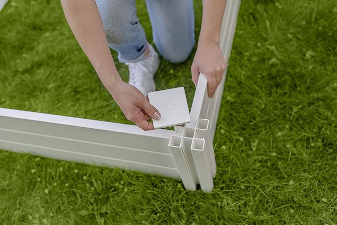 Vita Classic 4 Foot x 4 Foot x 11 inch White Vinyl Raised Modular Garden Bed, White, PVC, BPA and Pthalate Free, VT17108