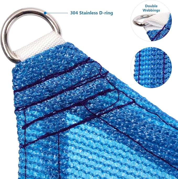 Eden's Decor Straight Flat-Edged Sun Shade Sail Rectangular 8' x 19' Blue UV-Blocking Outdoor Canopy Fabric Cloth Awning for Pergola Patio Garden Backyard Custom Size