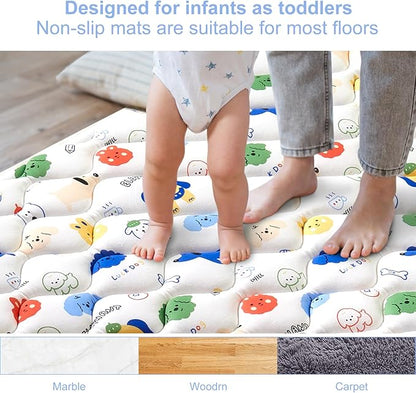 Odorless Premium Foam Baby Play Mat, Soft Microfiber Fabric Crawling Mat for Floor- Comfortable and Hypoallergenic, Non-Slip Cushioned Floor Playpen mat for Infants,Babies,Toddlers