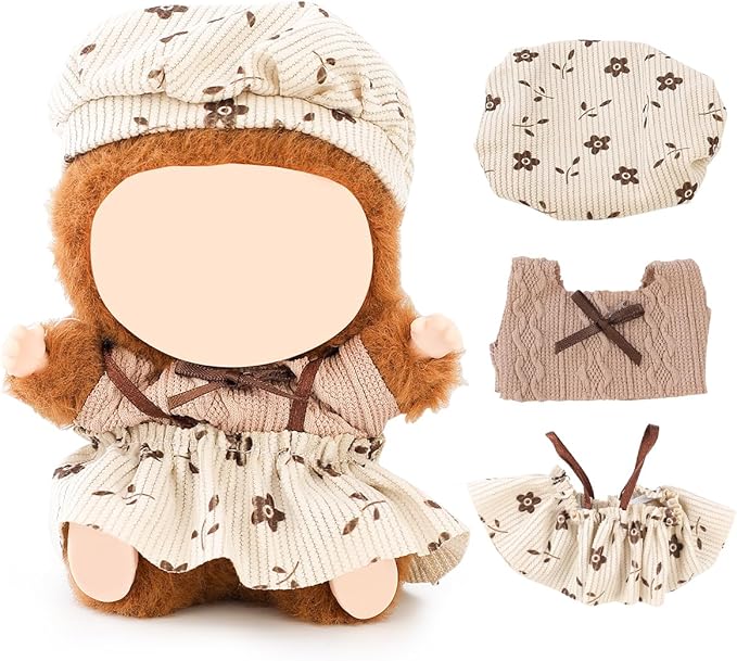 (2 Set) XMBYGY Doll Clothes for Labubu(for 17/15cm Standing/Sitting Doll)(NO Doll) - Accessories Clothes Dress up for Dolls Outfit Included Figures Clothing and Hat for Girl Woman (LB57+LB20)