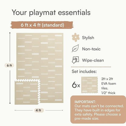 Lillefolk Baby Play Mat for Floor – 4x6ft Old White| Soft Non Toxic Premium EVA Foam Tiles for Tummy Time, Crawling & Playroom – Waterproof Interlocking Floor Mat for Babies & Toddlers (6 Tiles)