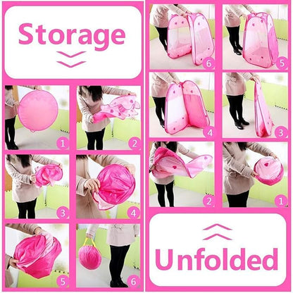 Pop Up Princess Tent with Star Light, Toys for Year Old Girl Birthday Gift, Ball Pit for Months Baby Girl Toys, Toddler Gift, Easy to Pop Up and Assemble(Pink)