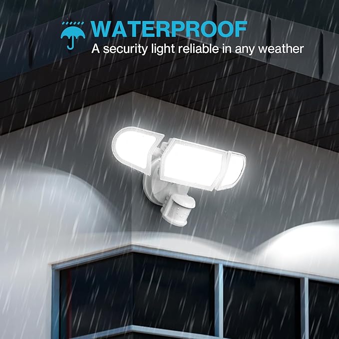 Olafus 100W LED Security Light Motion Sensor Outdoor Light, Motion Flood Light Dusk to Dawn, 9000LM Super Bright 6500K Exterior Motion Detector Floodlight for Garage Yard Porch Eave IP65, White