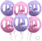 Pink Purple Giant 4D Foil Balloons, 6 Pcs Large Metallic Pink and Purple Round Balloons, 22 Inch Big Round Foil Balloon for Wedding Prom Birthday Party Baby Shower Decorations