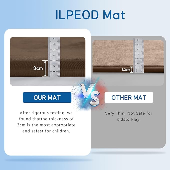 Baby Play Mat for Floor Tummy Time Mat Nursery Muscle Area Rug Playroom Rug Tatami 47"*47" Memory Foam 1.3" Thick Crawling For Babies,Toddlers, Infants, Kids,Floor,Coffee