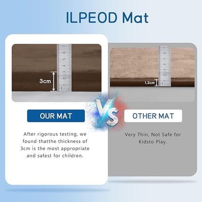 Baby Play Mat for Floor Tummy Time Mat Nursery Rug Muscle Mat Area Rug Playroom Rug Tatami Mat 6'7"x5'11" Memory Foam 1.3" Thick Crawling Mat For Babies,Toddlers, Infants, Kids Floor Mat,Coffee