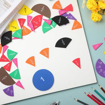 6 Sets Fraction Circles Set for Math Classroom Fractions Manipulatives Math Manipulatives for Home School Supplies