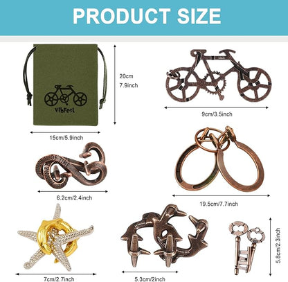 9 PCS Metal Brain Puzzles Fidget Puzzle Mind Challenge - Unlockable Interlocking Puzzles Toys Gift for Adults and Teenagers