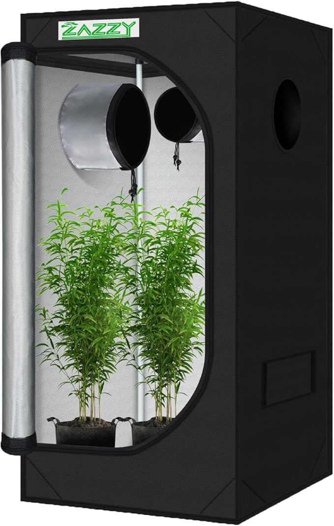 zazzy Grow Tent 32"x32"x63", High Reflective Mylar Grow Room with Observation Window, Removable Floor Tray and Tool Bag for Planting Indoor Fruit Flower Veg 3'X3'